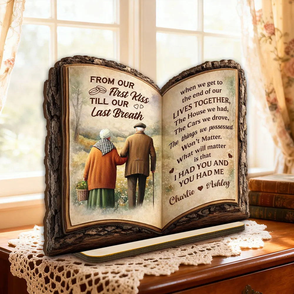 Personalized Wooden Anniversary Book Plaque for Couples - Sentimental Gift Plaque MagicInPrints