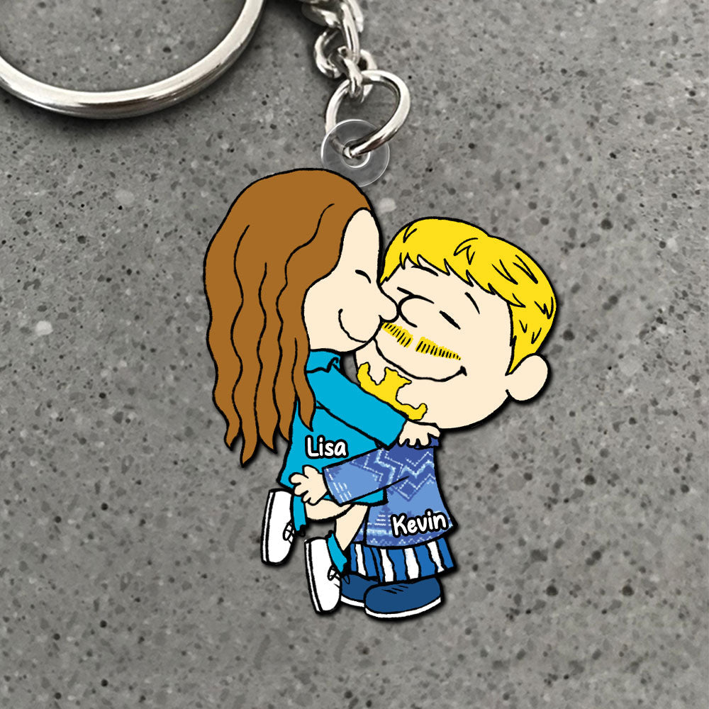 Personalized Kissing Couple Keychain | Unique Valentine's Day Gifts for Couples Keychains PopCulturePrints