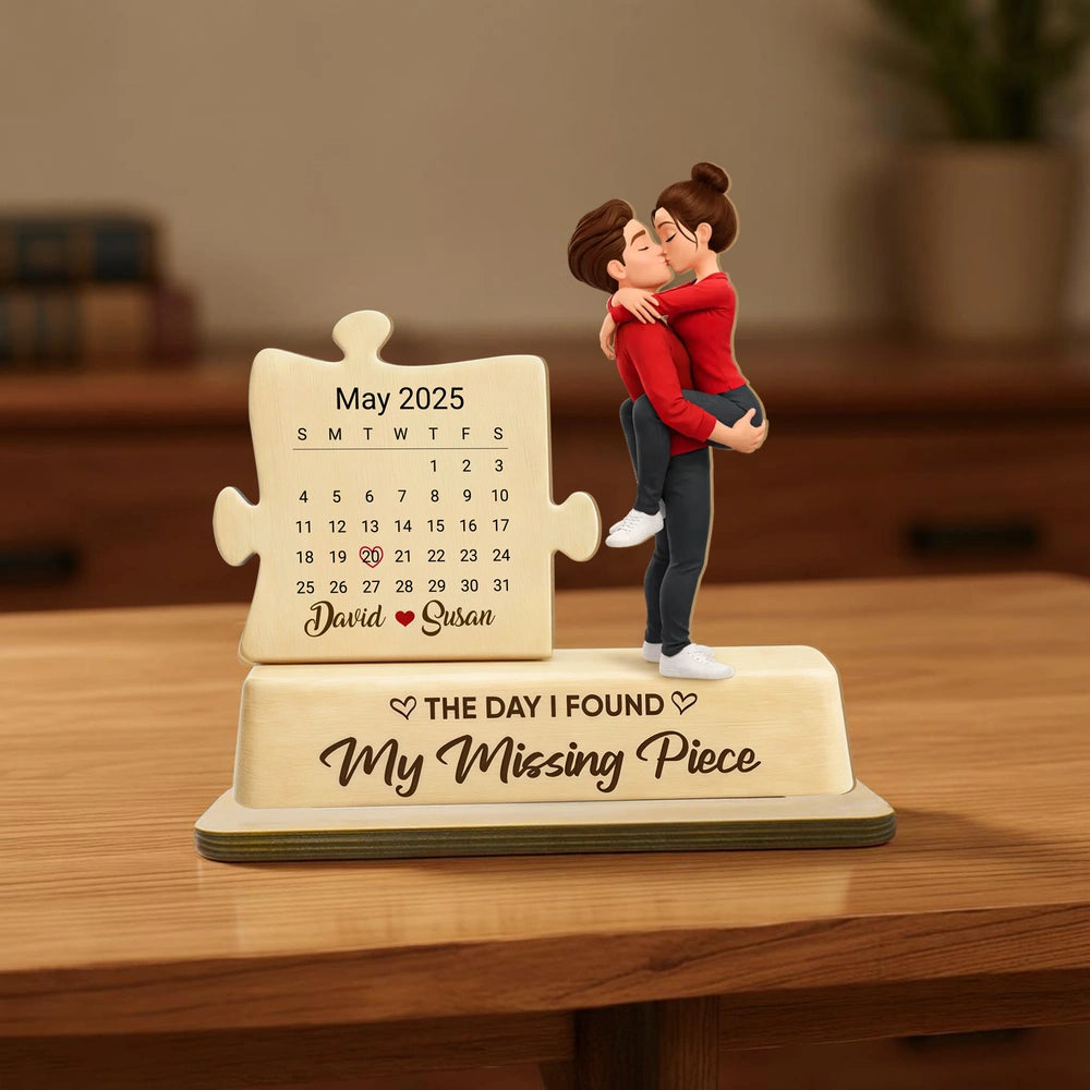 Personalized Couple Figurine with Date Puzzle - Romantic Anniversary Gift Plaque MagicInPrints