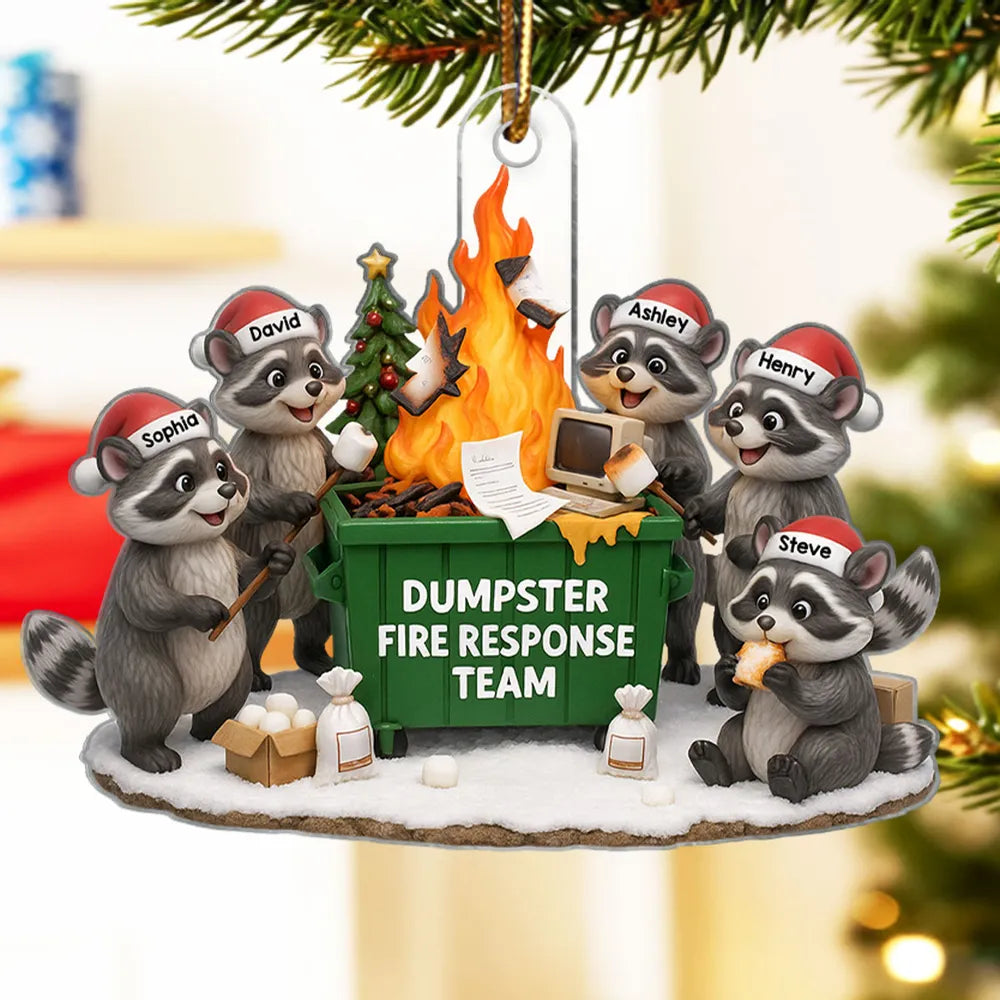 Personalized Raccoon Dumpster Fire Ornament Family Humor Christmas Decor - Holiday Gift Ornament MagicInPrints
