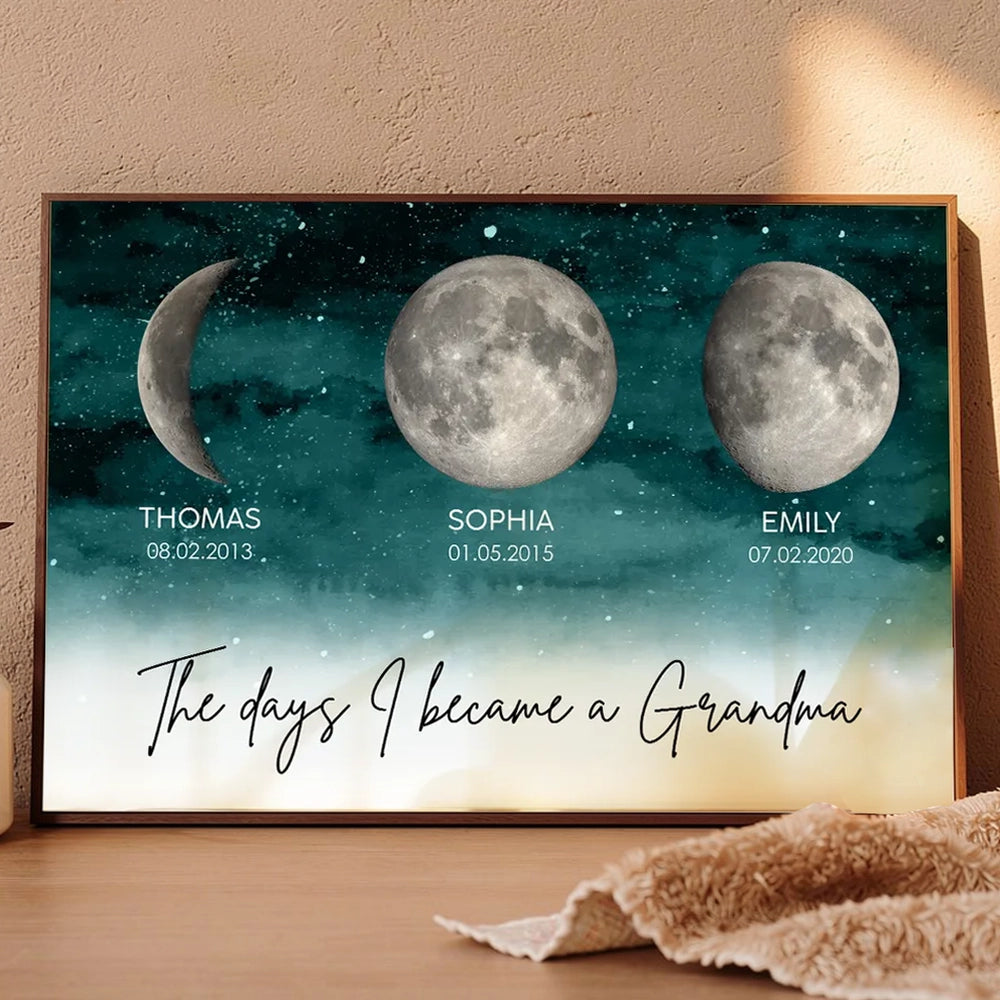Personalized Moon Phase Print for Grandma - Sentimental Gift Poster or Canvas MagicInPrints