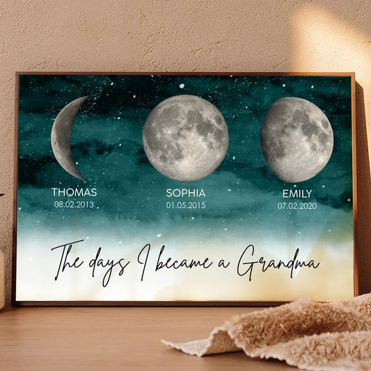 Personalized Moon Phase Print for Grandma - Sentimental Gift Poster or Canvas MagicInPrints