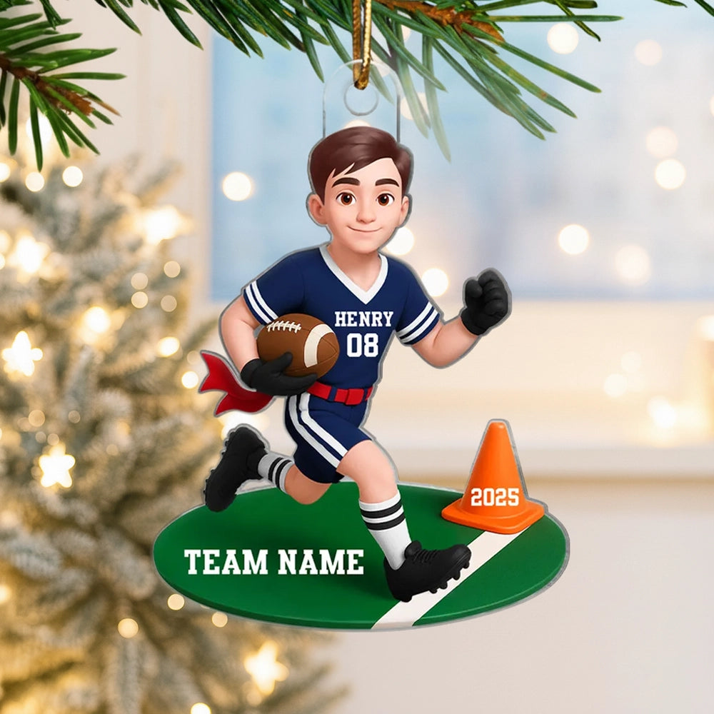 Personalized Football Player Ornament for Kids - Christmas Tree Decoration Ornament MagicInPrints