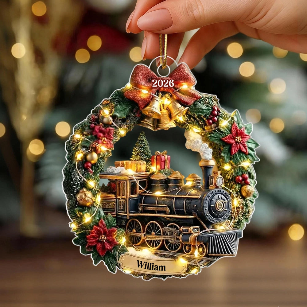 Personalized Train Christmas Ornament for Kids with Lights - Holiday Decor 2026 Ornament MagicInPrints