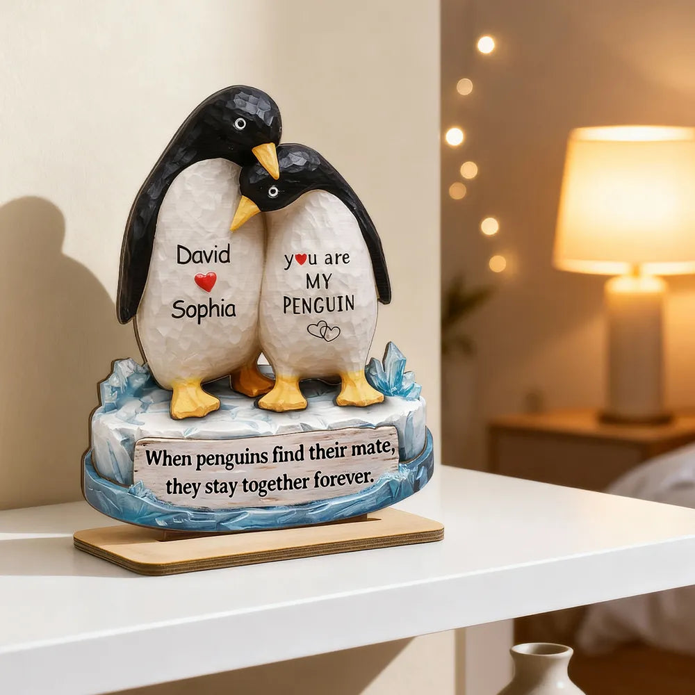 Personalized Penguin Couple Figurine for Couples - Romantic Gift Plaque MagicInPrints