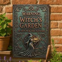 Load image into Gallery viewer, “Beware the Magic: Witch&#39;s Garden Personalized Metal Sign” - Custom Gift for Witch Lovers Metal Signs MagicInPrints

