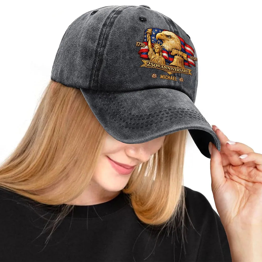 Custom Embroidered 250th Anniversary Cap for Patriotic Celebrations Hat MagicInPrints