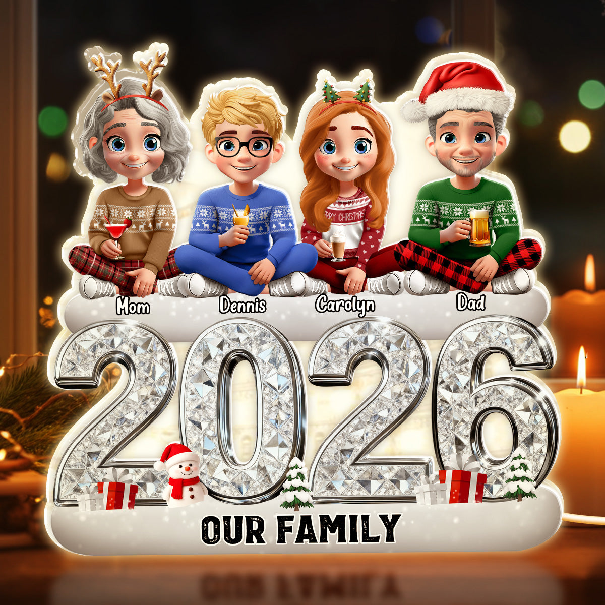 Custom Family Christmas Ornament 2026 - Personalized Holiday Decor Plaque MagicInPrints