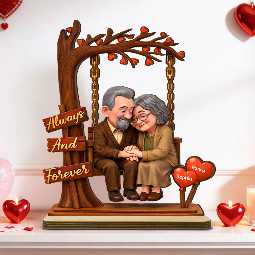 Personalized Couple Figurine for Seniors - Always and Forever Anniversary Gift Plaque MagicInPrints
