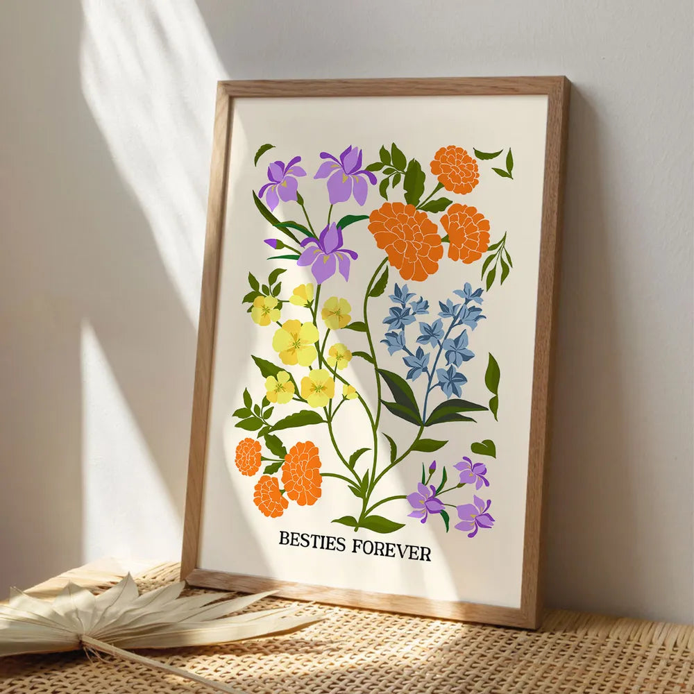 Floral Art Print for Sisters - Sentimental Home Decor Gift Poster or Canvas MagicInPrints