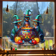 Load image into Gallery viewer, Witch Cat Suncatcher Ornament - Personalized Halloween Gift for Cat Lovers Ornament MagicInPrints
