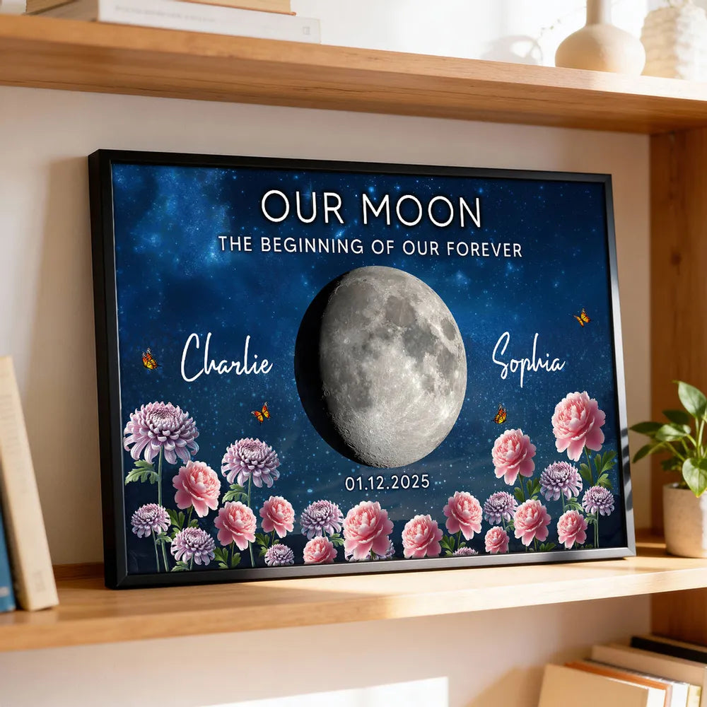 Personalized Moon Phase Wall Art for Couples - Romantic Anniversary Gift Poster or Canvas MagicInPrints