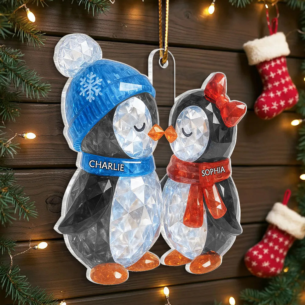 Personalized Penguin Couple Ornament for Christmas - Custom Names Winter Decoration Ornament MagicInPrints