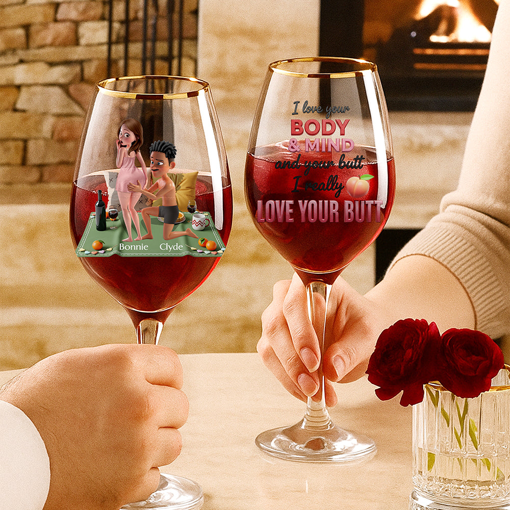 Naughty Couple Wine Glass - Personalized Gifts For Couple Wine Glass MagicInPrints