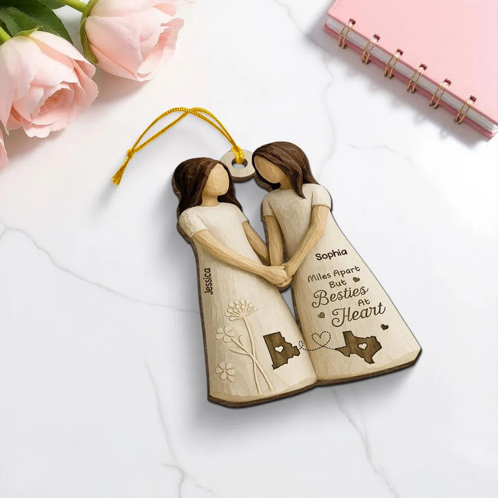 Personalized Best Friends Wooden Ornament for Long Distance Friendship - Sentimental Gift Ornament MagicInPrints