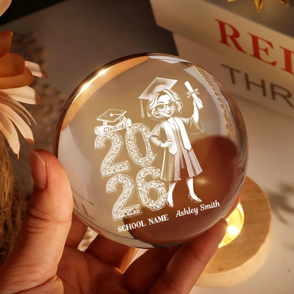 Personalized Crystal Graduation Globe Class of 2026 for Students - Graduation Gift Lamp MagicInPrints