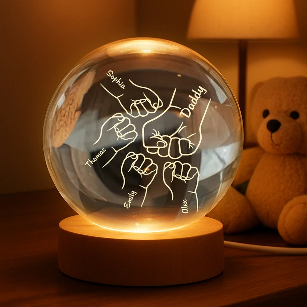 Personalized Family Fist Bump Night Light for Dad - Father's Day Gift Lamp MagicInPrints