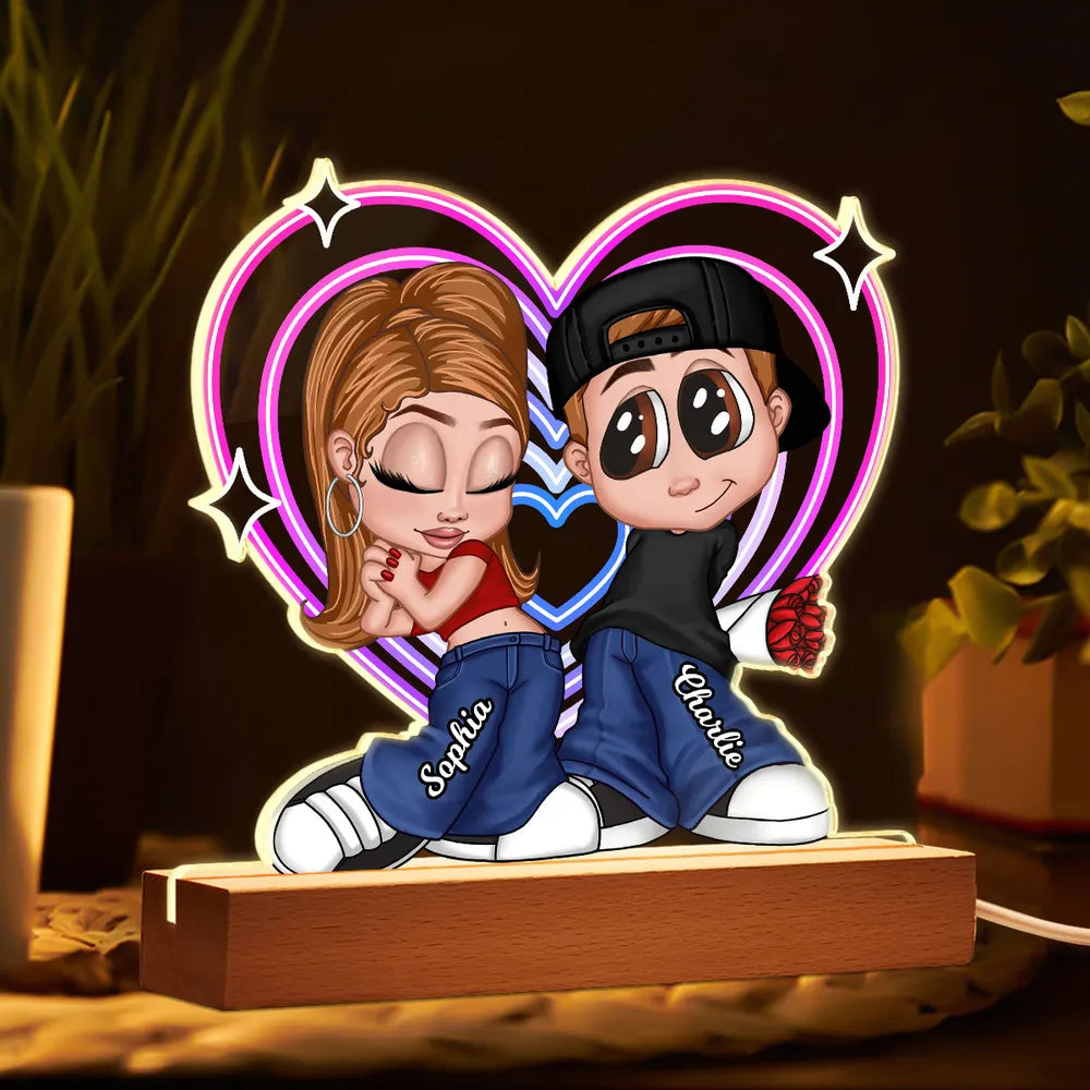 Custom Couple LED Night Light for Lovers with Names - Romantic Gift Plaque MagicInPrints