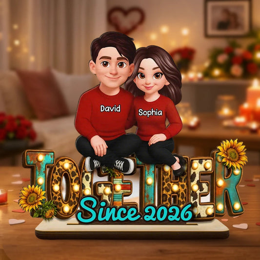 Personalized Couple Figurine with Names - Romantic Anniversary Gift Plaque MagicInPrints