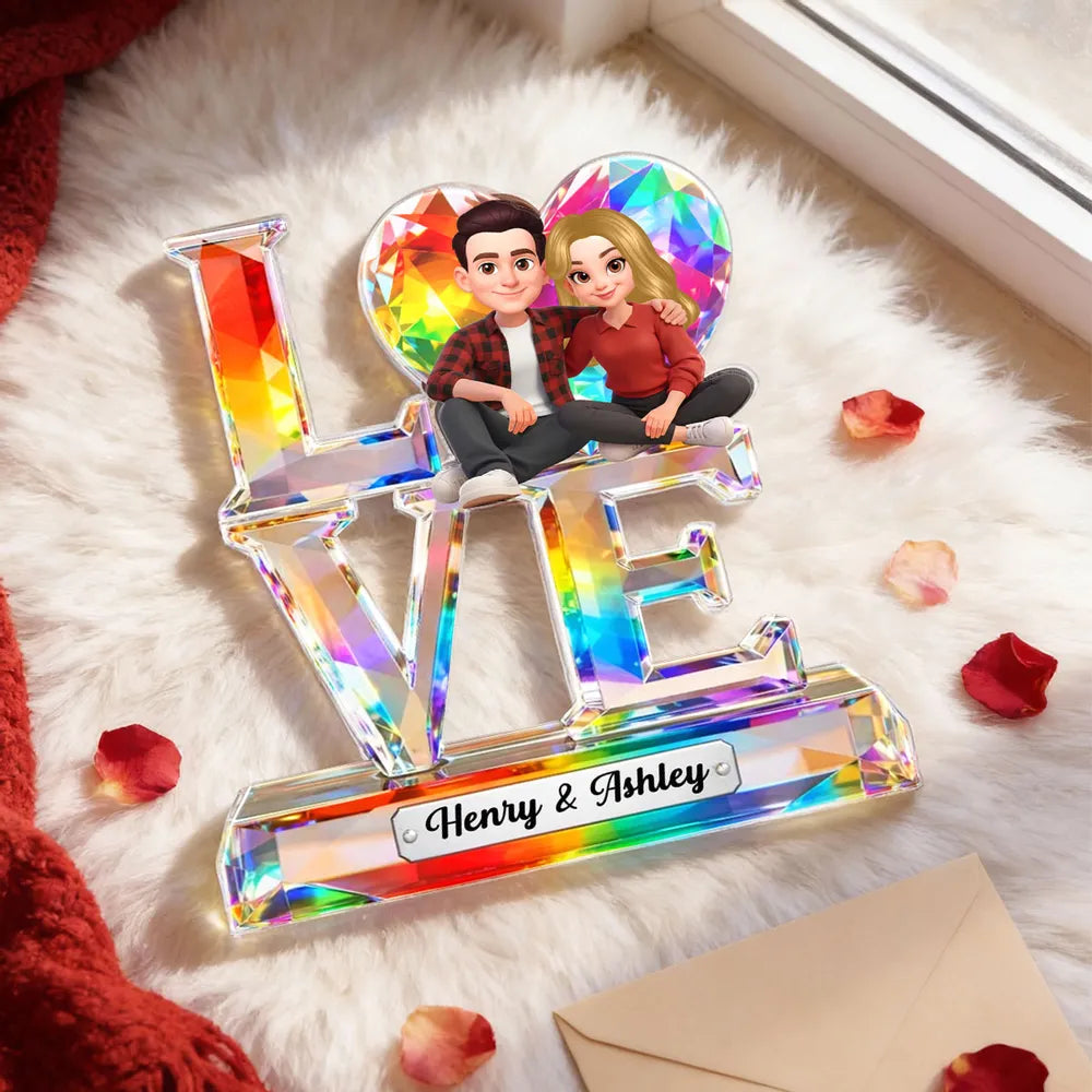Custom Crystal Love Figurine for Couples with Personalized Names - Romantic Gift Plaque MagicInPrints