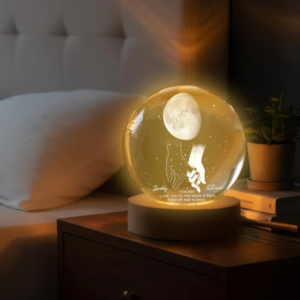 Personalized LED Moon Lamp for Dad and Child - Sentimental Gift Lamp MagicInPrints