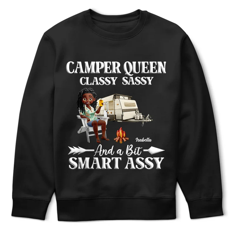 Personalized Women's Camping T-Shirt - Camper Queen Humor Cloth MagicInPrints
