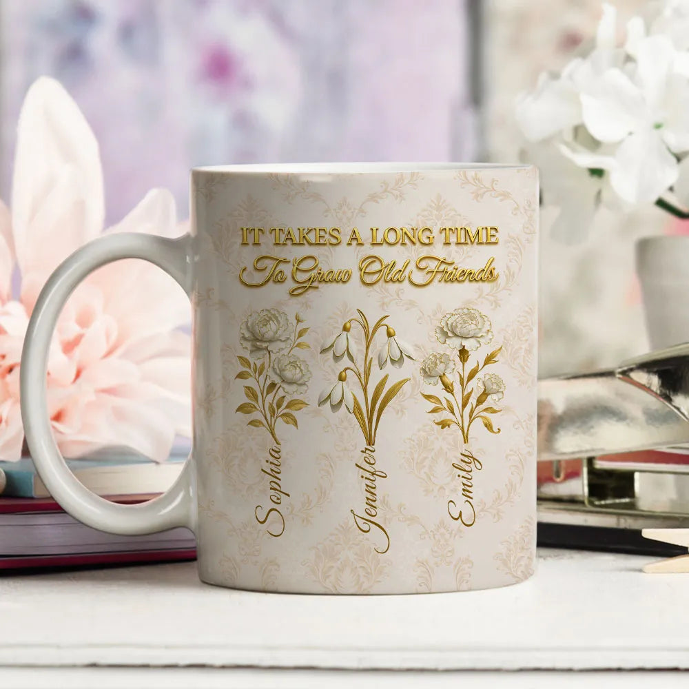 Personalized Friendship Mug for Women - Floral Design with Names - Sentimental Gift Cup MagicInPrints
