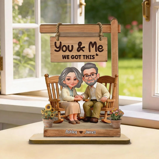 Personalized Wooden Couple Figurine for Seniors - Anniversary Gift Plaque MagicInPrints