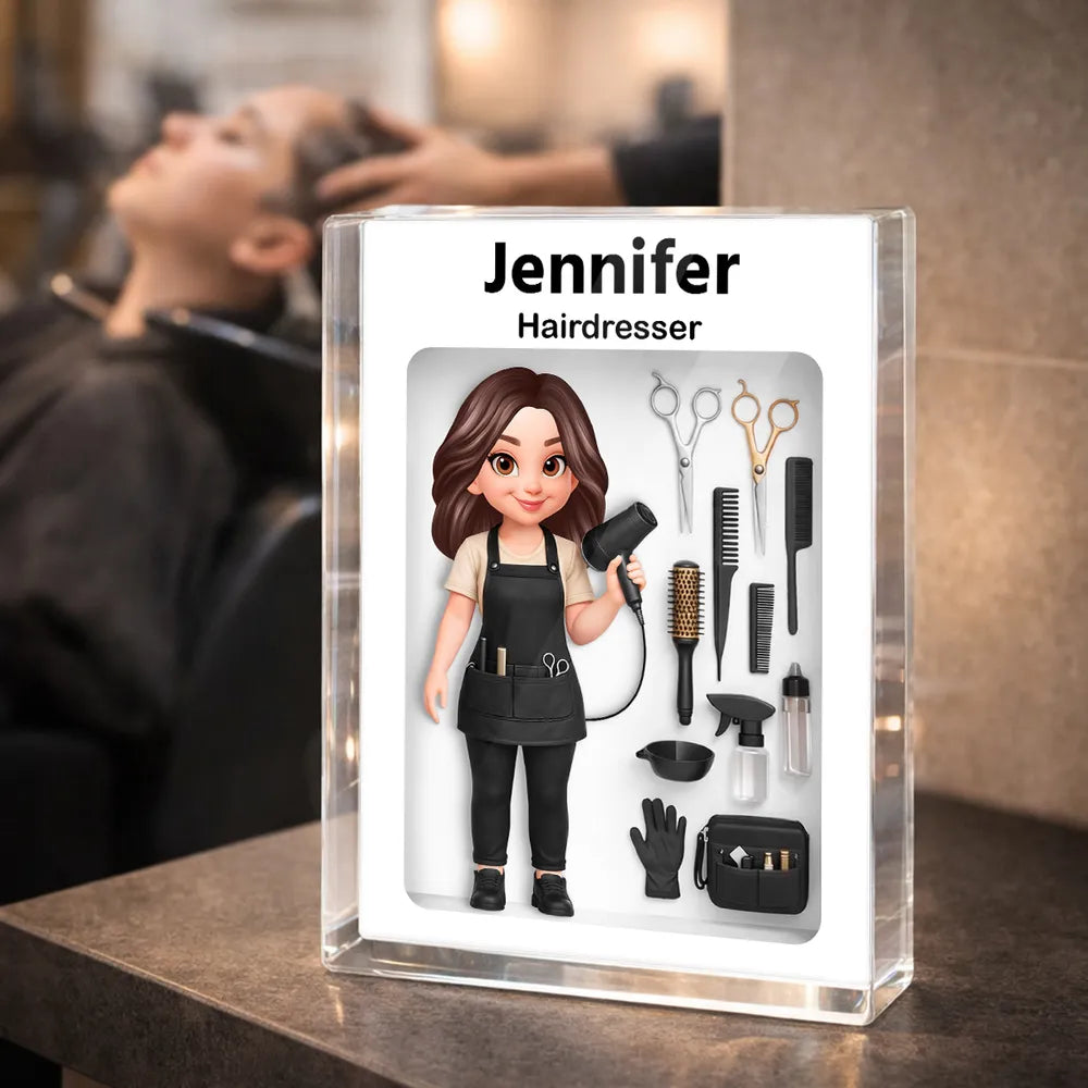 Custom Hairdresser Figurine with Tools for Salon Professionals - Personalized Gift Plaque MagicInPrints