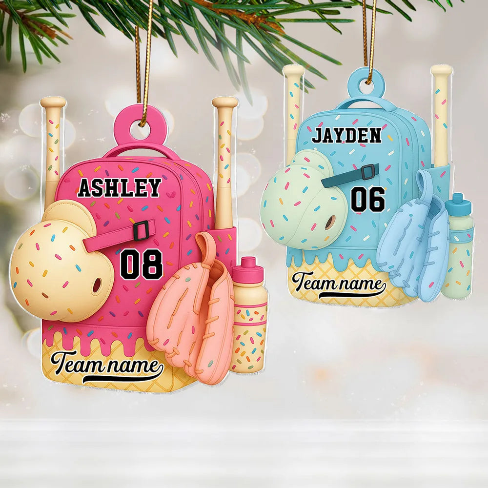 Personalized Baseball Backpack Ornament for Kids - Holiday Gift Ornament MagicInPrints