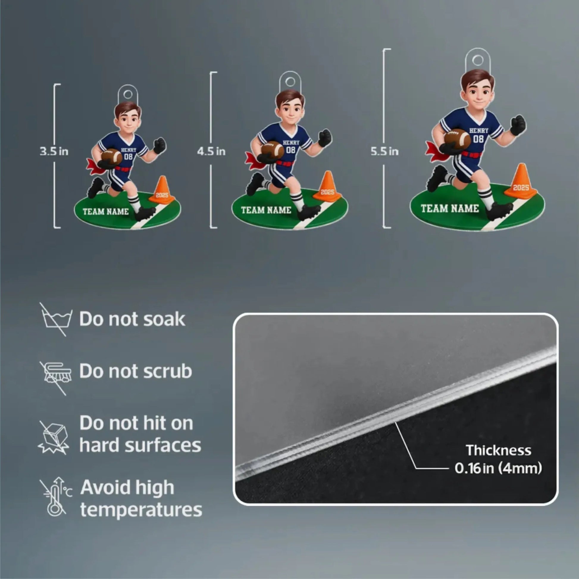 Personalized Football Player Ornament for Kids - Christmas Tree Decoration Ornament MagicInPrints