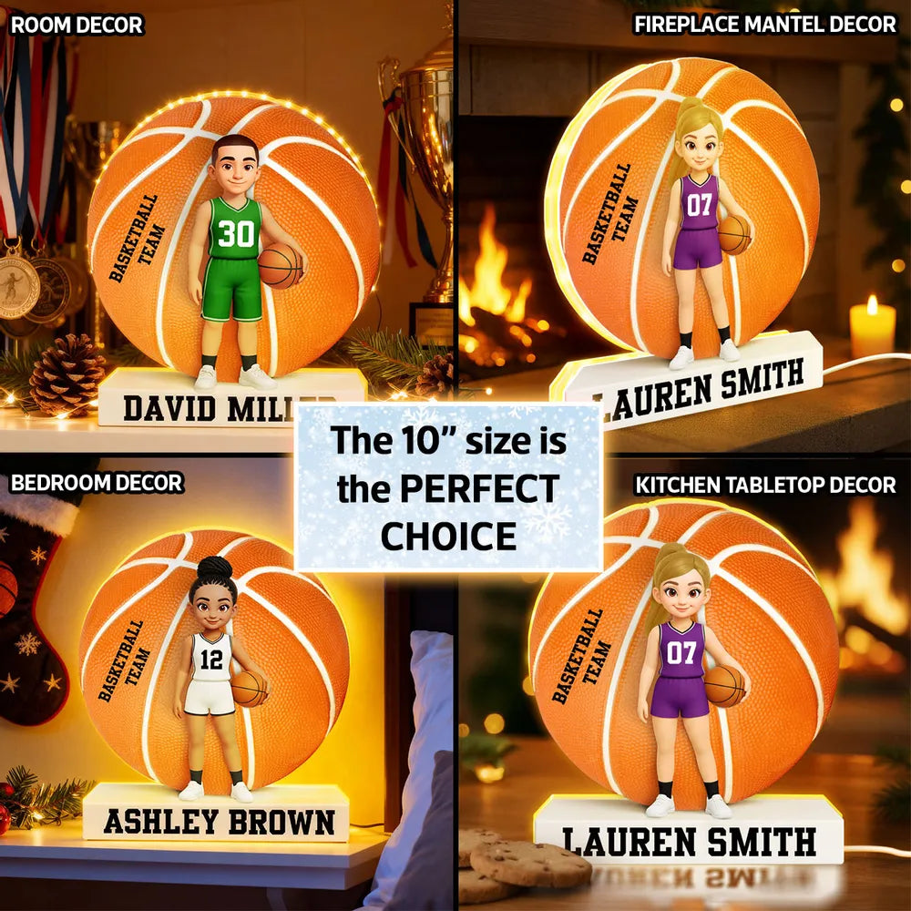 Personalized Basketball LED Night Light for Kids - Custom Name Gift Plaque MagicInPrints