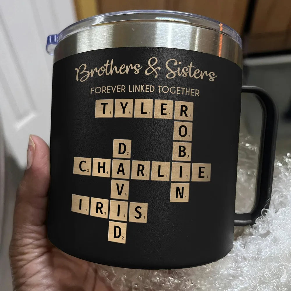Personalized Family Mug for Siblings - Custom Names Crossword Design Cup MagicInPrints