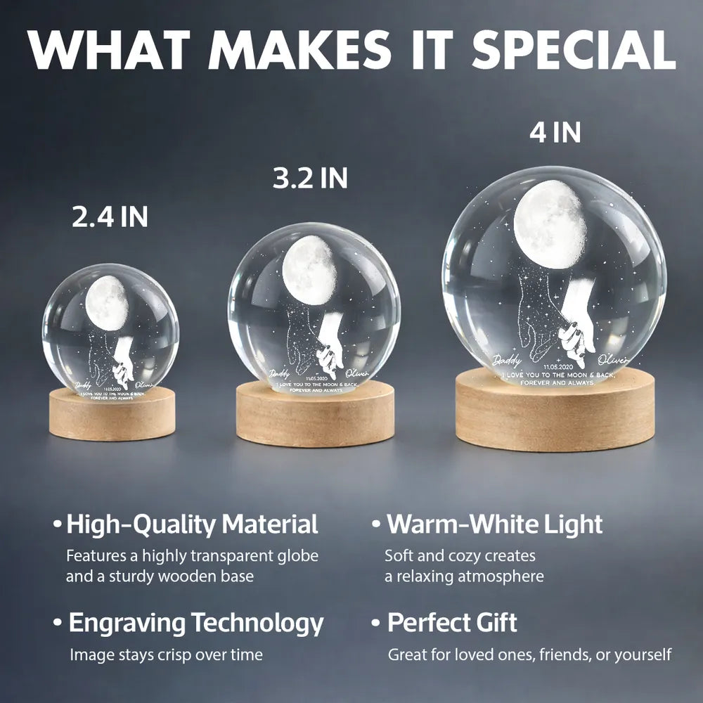 Personalized LED Moon Lamp for Dad and Child - Sentimental Gift Lamp MagicInPrints