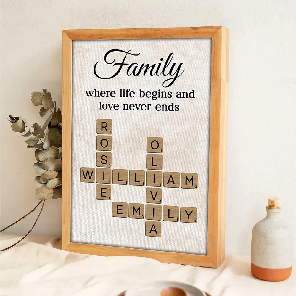 Personalized Family Name Crossword Wall Art for Home Decor - Sentimental Gift Poster or Canvas MagicInPrints