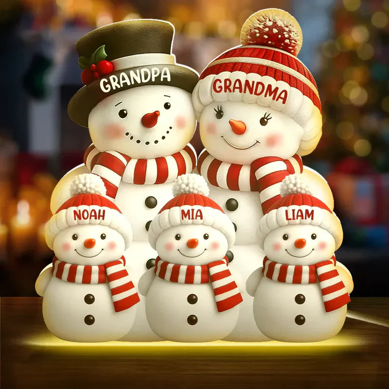 Personalized Snowman Family Light - Custom Christmas Decoration for Family Plaque MagicInPrints