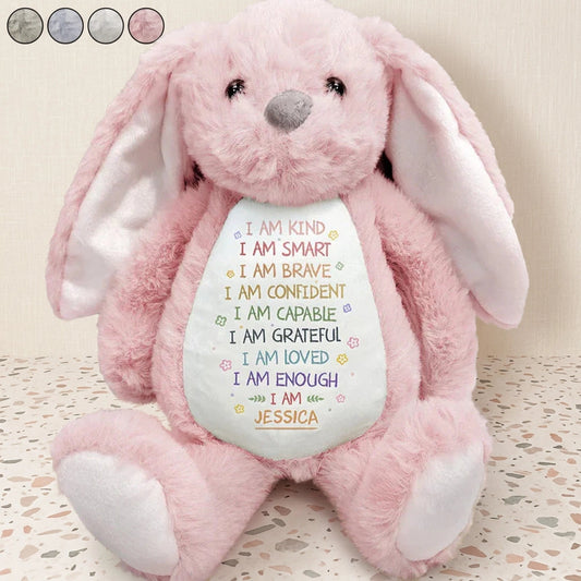 Personalized Stuffed Bunny for Kids - Affirmation Plush Toy with Custom Name Plaything MagicInPrints