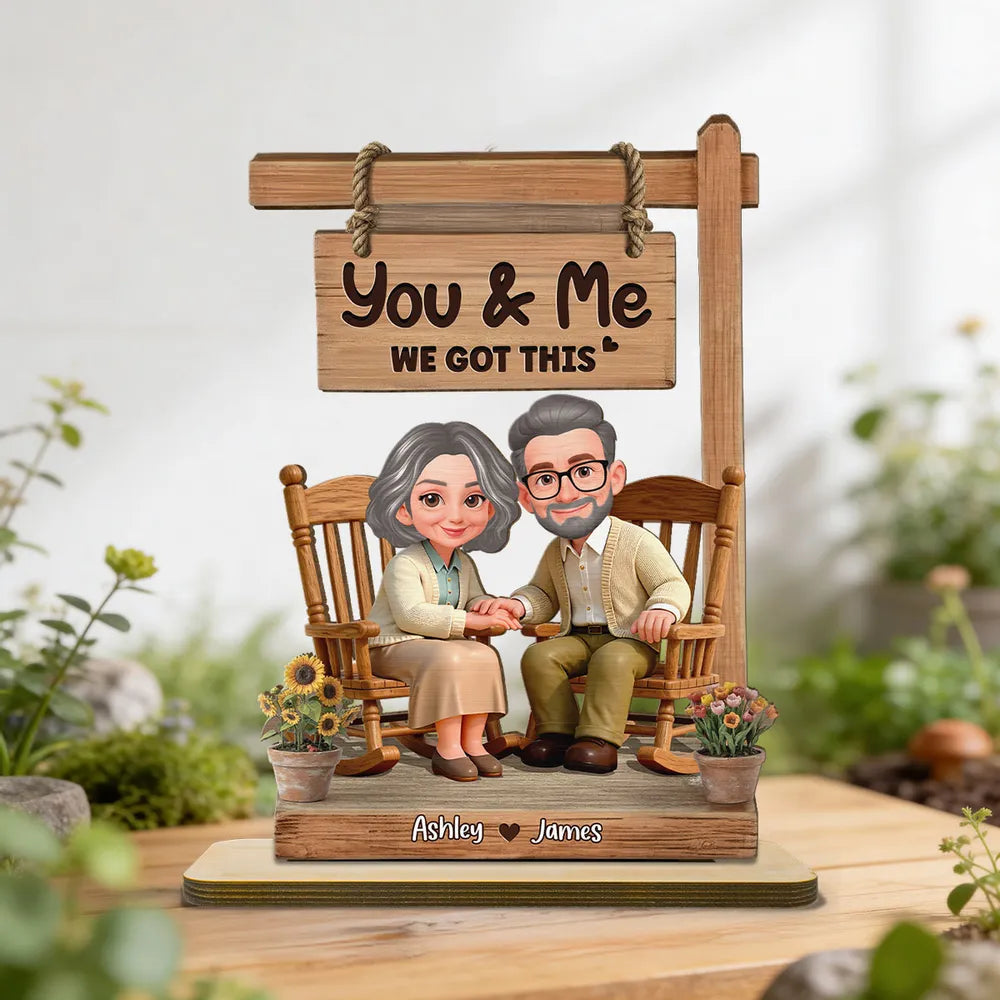 Personalized Wooden Couple Figurine for Seniors - Anniversary Gift Plaque MagicInPrints