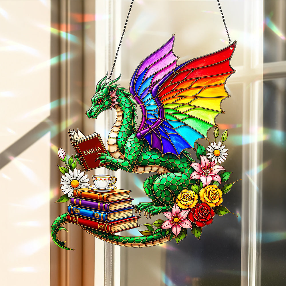 Book Dragon Suncatcher - Personalized Gifts For Book Lovers Ornament MagicInPrints