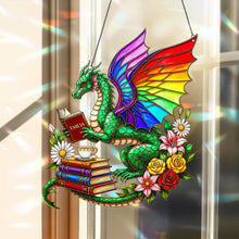 Load image into Gallery viewer, &quot;Let Your Imagination Soar&quot; - Book Dragon Suncatcher - Personalized Gift for Book Lovers Ornament MagicInPrints
