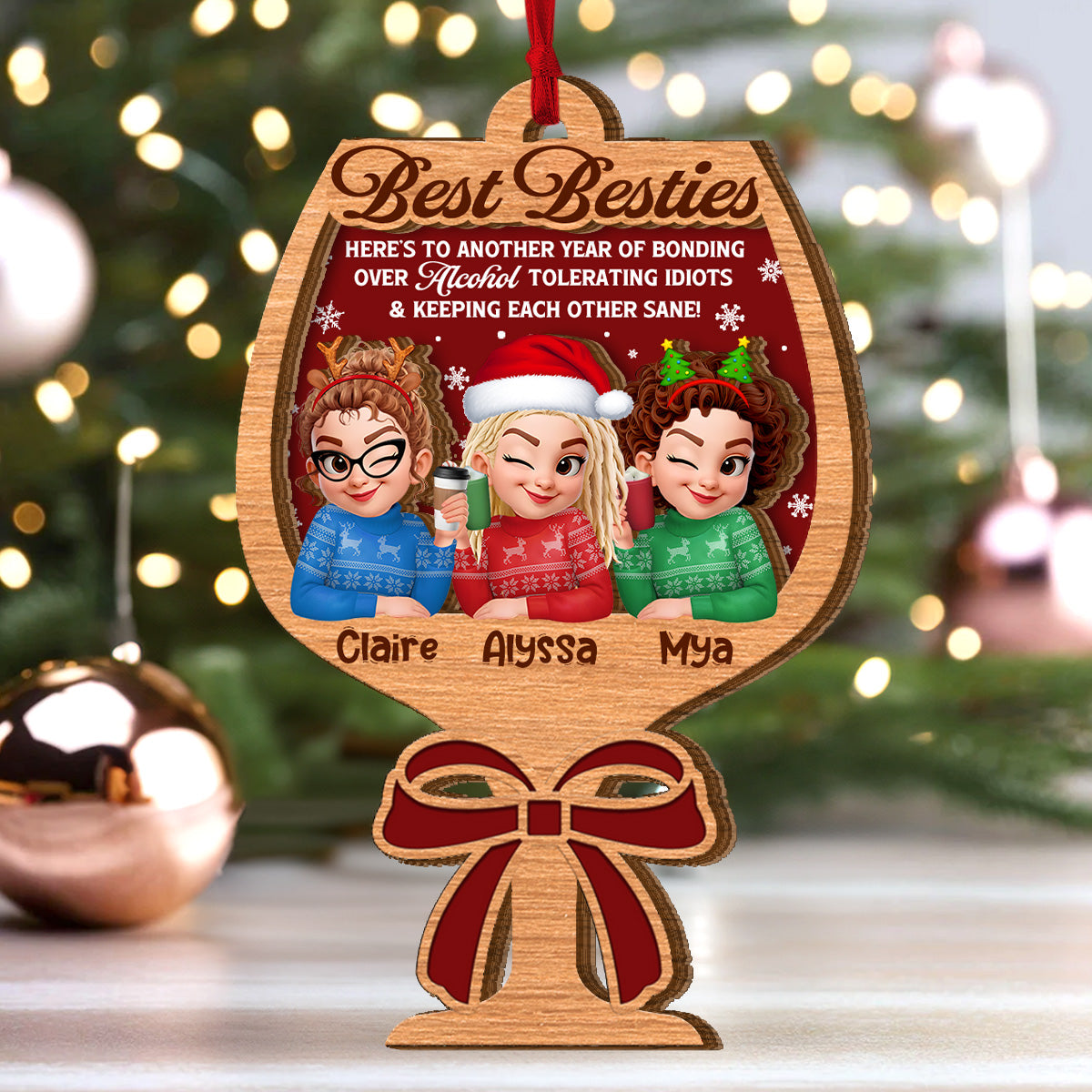 Personalized Best Friends Christmas Ornament for Women - Funny Holiday Gift Ornament MagicInPrints