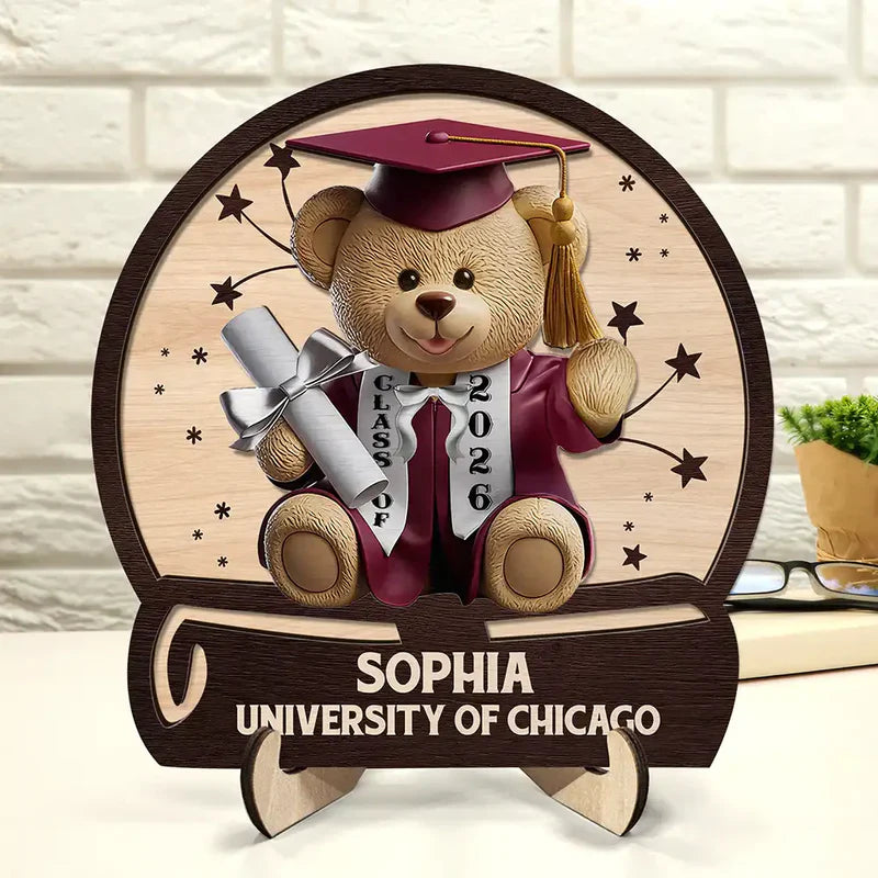 Personalized Graduation Teddy Bear Gift for Graduates - Class of 2026 Keepsake Plaque MagicInPrints