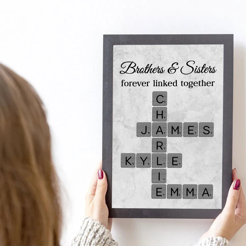 Personalized Family Name Scrabble Art Print for Siblings - Sentimental Home Decor Gift Poster or Canvas MagicInPrints