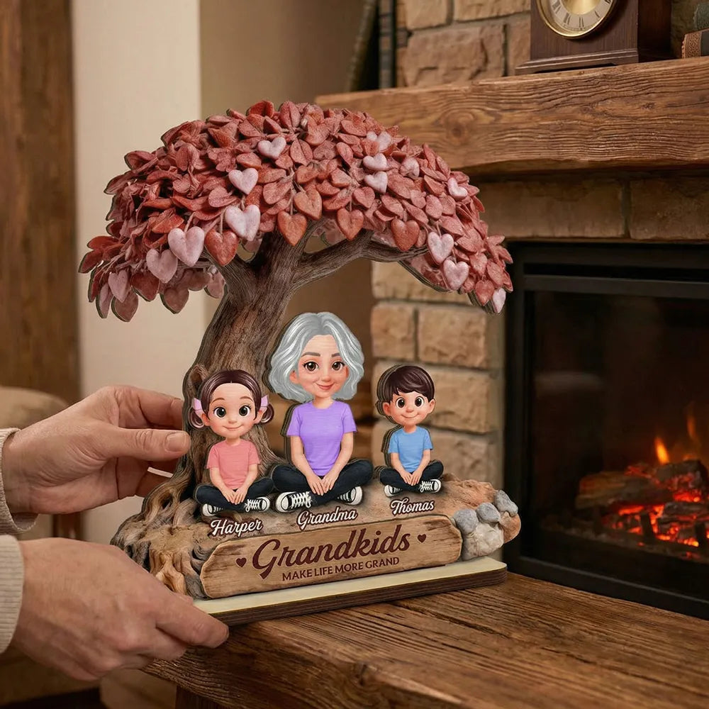 Personalized Family Tree Sculpture for Grandma - Heartfelt Gift for Grandkids Plaque MagicInPrints