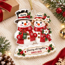 Load image into Gallery viewer, Personalized Snowman Couple Acrylic Ornament Christmas Gift
