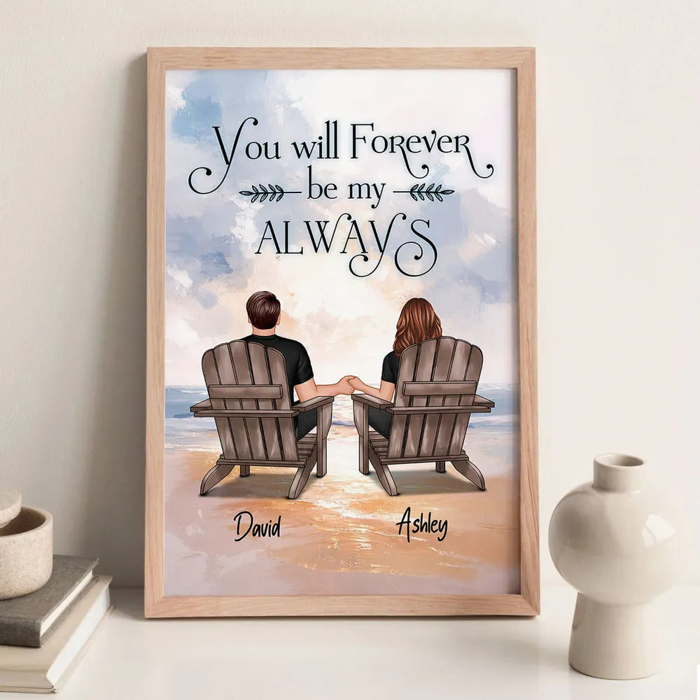 Personalized Couple Beach Scene Wall Art - Romantic Anniversary Gift Poster or Canvas MagicInPrints