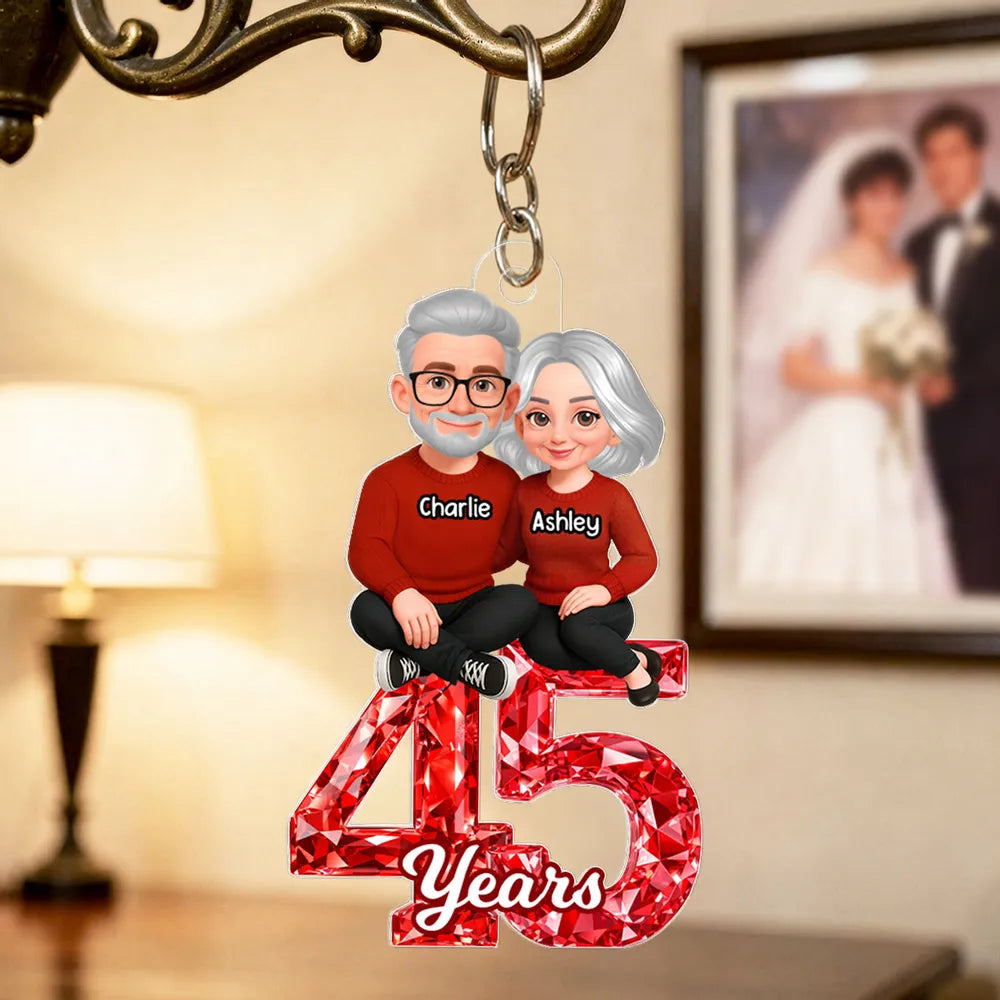 Personalized Couple Keychain Gift for Anniversary - 45th Year Celebration Keychain MagicInPrints