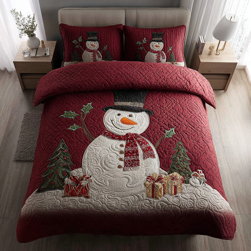 Warm Hugs of Winter – Personalized 3-Piece Quilted Bedding Set – Gift for Families Quilted Bedding Set V2 MagicInPrints