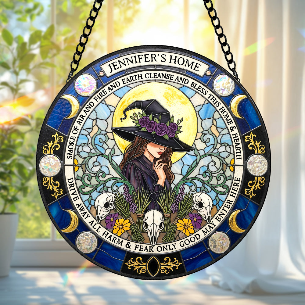 Blessings from the Witch House - Personalized Stained Glass Suncatcher for Witch Lovers Ornament MagicInPrints
