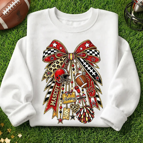 Personalized Classic Tee with Football Charm Bow Gift for Sports Fans
